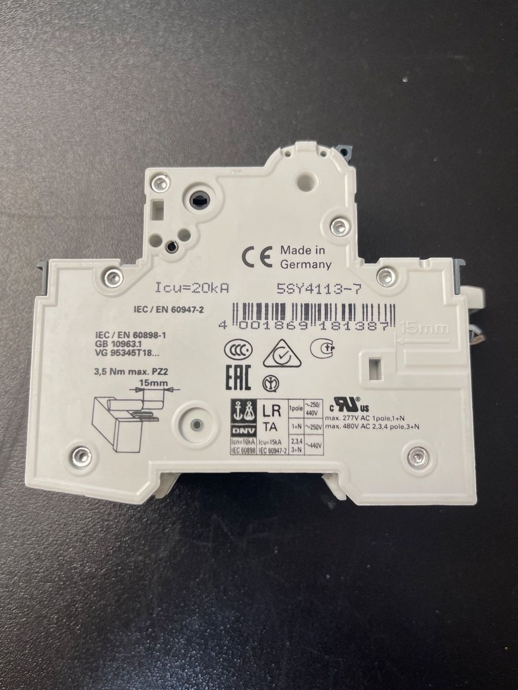 Stromzufuhr: LS-Schalter Siemens C 13A  1P/N – Gebraucht aus Ehrendingen von Sansav 1