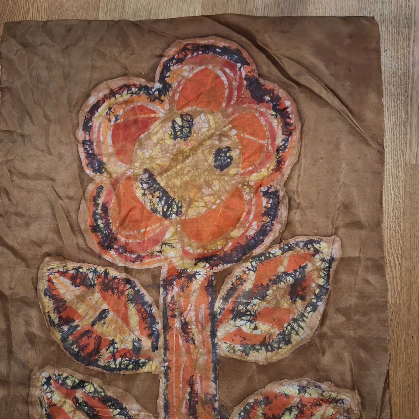 Foto & Immagini: Vintage Seide Batik Bild Blume (2) – Usato da Winterthur venduto da Goldpipau 1