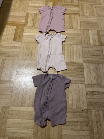 3 Baby Strampler Set kurzarm gerippt Farben sortiert