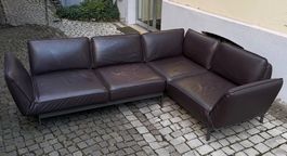 Rolf Benz 386 MERA Ecksofa Leder Dunkelbraun