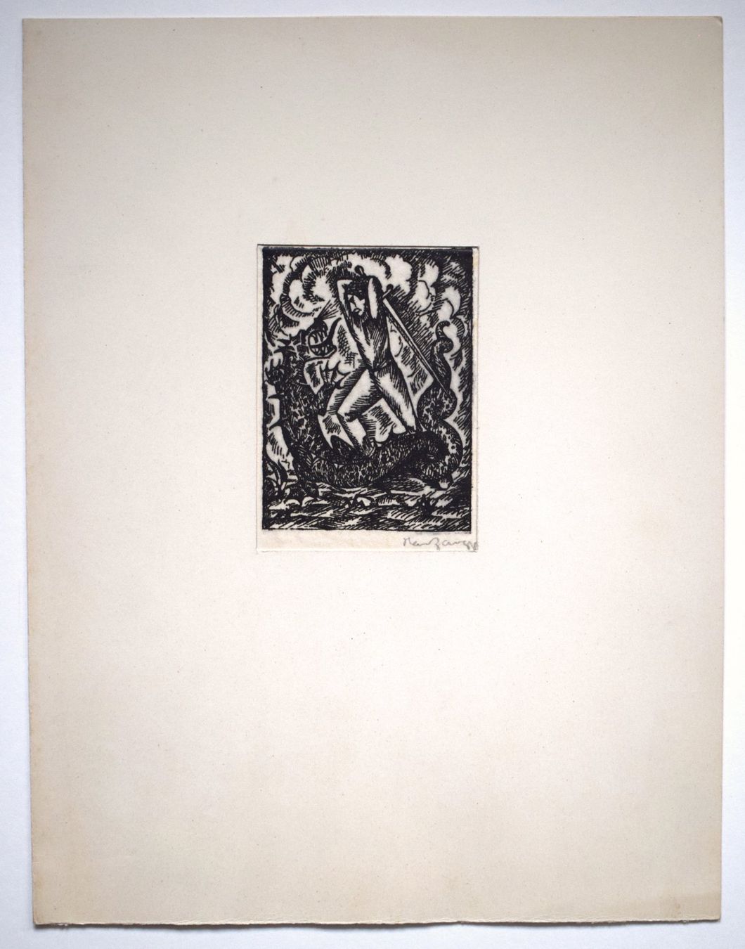Gravures sur bois: Drachentöter antik sign. Holzschnitt Siegfried – D'occasion à Zürich par kunstarchiv.online 1