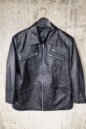 Herren Lederjacke Echtleder Schwarz Gr. L/XL Wie Neu