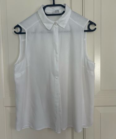 Weisses, ärmelloses Bluse Grösse 40