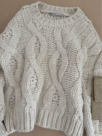 Wollpullover, cremefarben, Grösse XS, Strickmuster, Top!