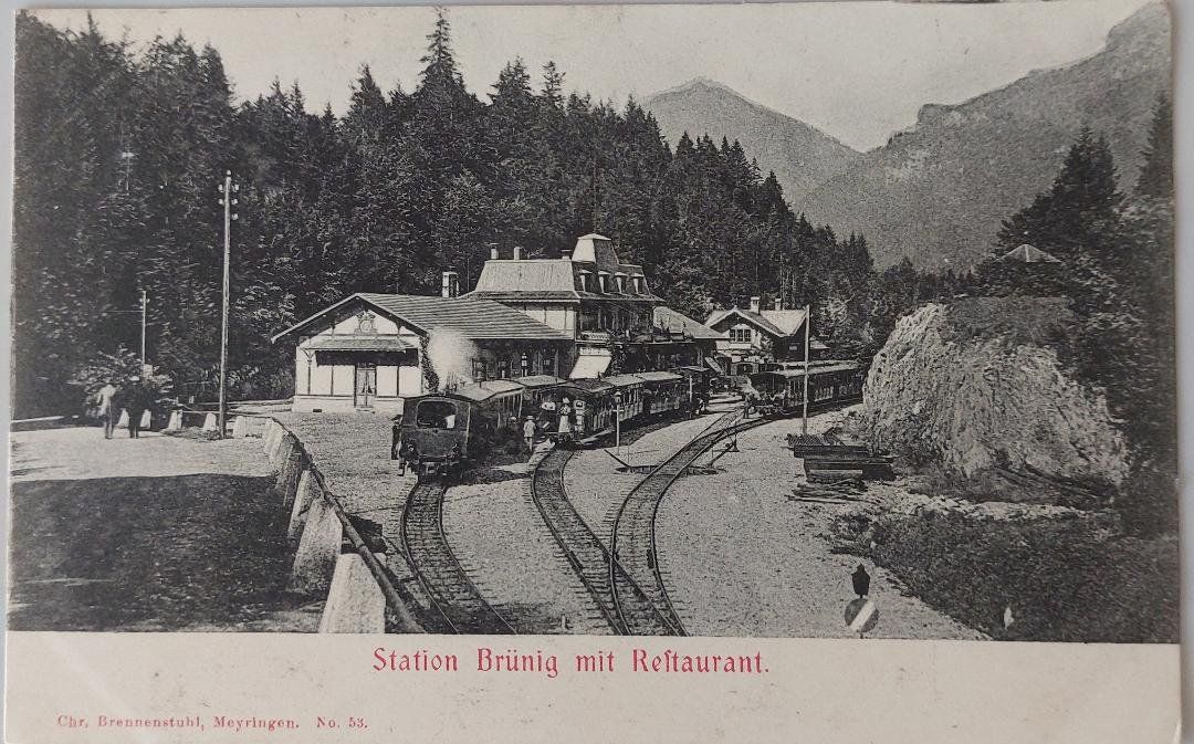 Ansichtskarten: BRÜNIG  -  Dampfzug  -  Station mit Restaurant – Gebraucht aus Delémont von Domdom1
