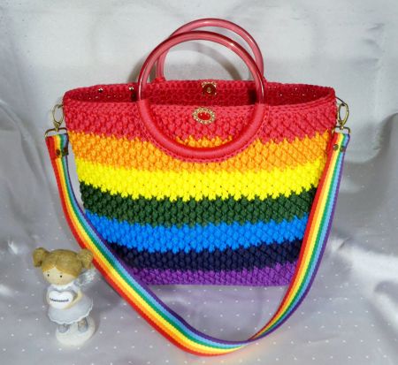 Gehäkelte Regenbogen Tasche für Frauen