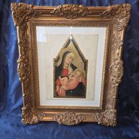 Sakrahl Madonna mit Kind , hiter Glas gerahmt , Alter Rahmen