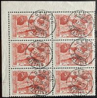 1918 Sechserblock Mythen No. 142 mit Vollstempel GENEVE