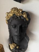 Dekofigur Vase Frau mit Blumen gold schwarz 40cm hoch