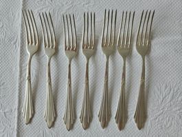 7 Essgabeln Gabeln Besteck WMF Fächer 90er versilbert Antik