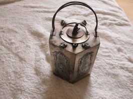 Kuriosität Silber Objekt Deckel Mit Affe Und Frösche Antik ?