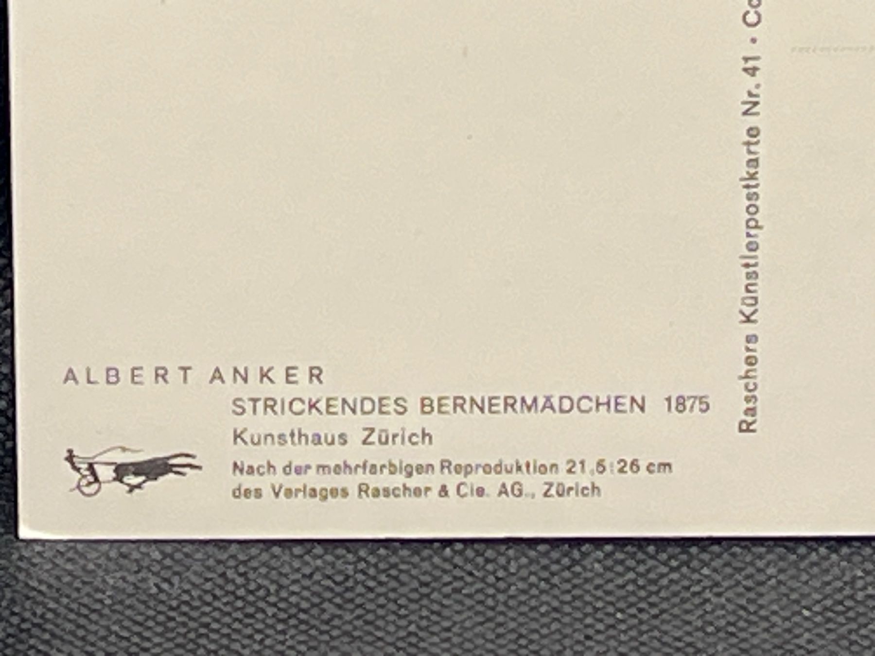 Cartoline postali: Ansichtskarten-Motiv: Strickendes Bernermädchen 1875/A.Anker – Usato da Widnau venduto da Brusi9 2