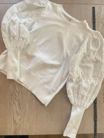 ONLY Pullover cremeweiss mit Ballonärmeln & Strickmuster
