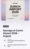 Sauvage Airport Event Zurich 2026 18.8.26 mit Camelphat