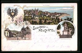 Litho Neuchâtel, Vue Générale, Place 