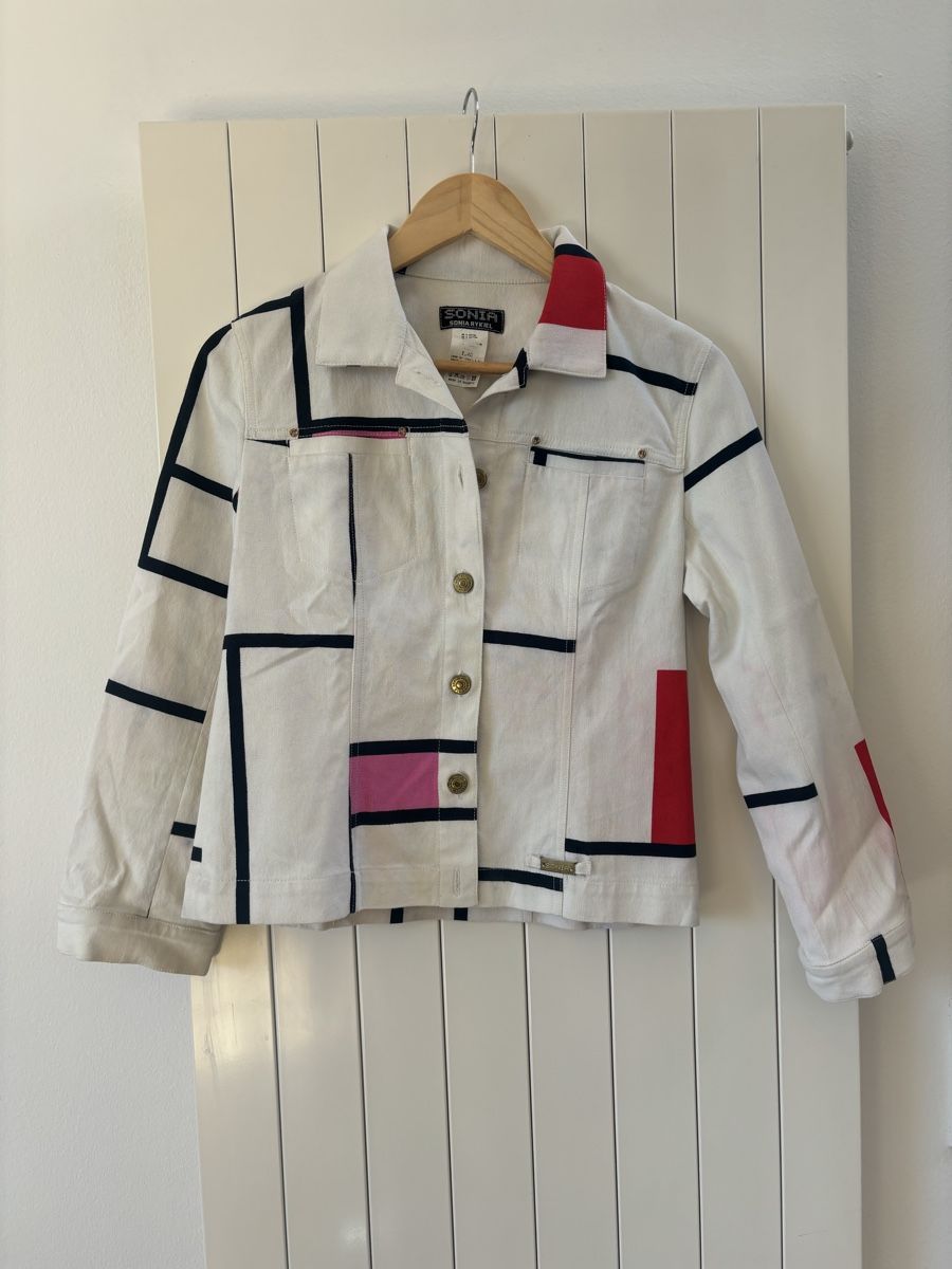 Sonia Rykiel Jacken: Sonia Rykiel White Jacket Geometric Design S/M – Neu (gemäss Beschreibung) aus Genève von Bella_909