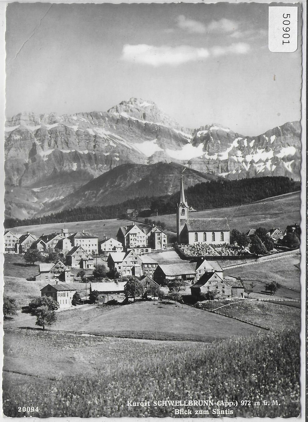 Cartoline postali: Schwellbrunn - Blick zum Säntis – Usato da Ettingen venduto da Kartenplanet