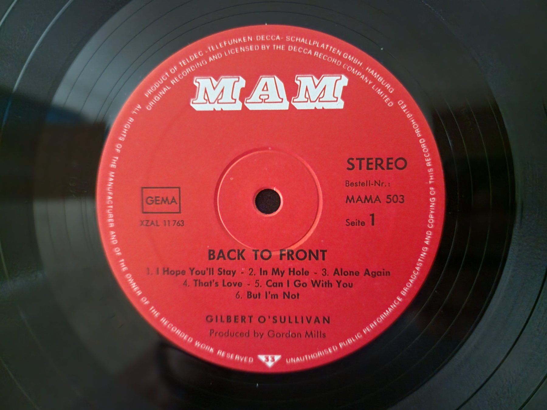 Dischi in vinile: Gilbert O'Sullivan LP – Back To Front – Usato da Root venduto da atelier22 2