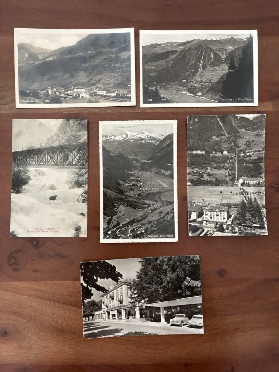 Cartoline postali: 10 Ansichtskarten Schweiz von Ambri & 6 Prospekte TI – Usato da Oftringen venduto da Cla.vD.74