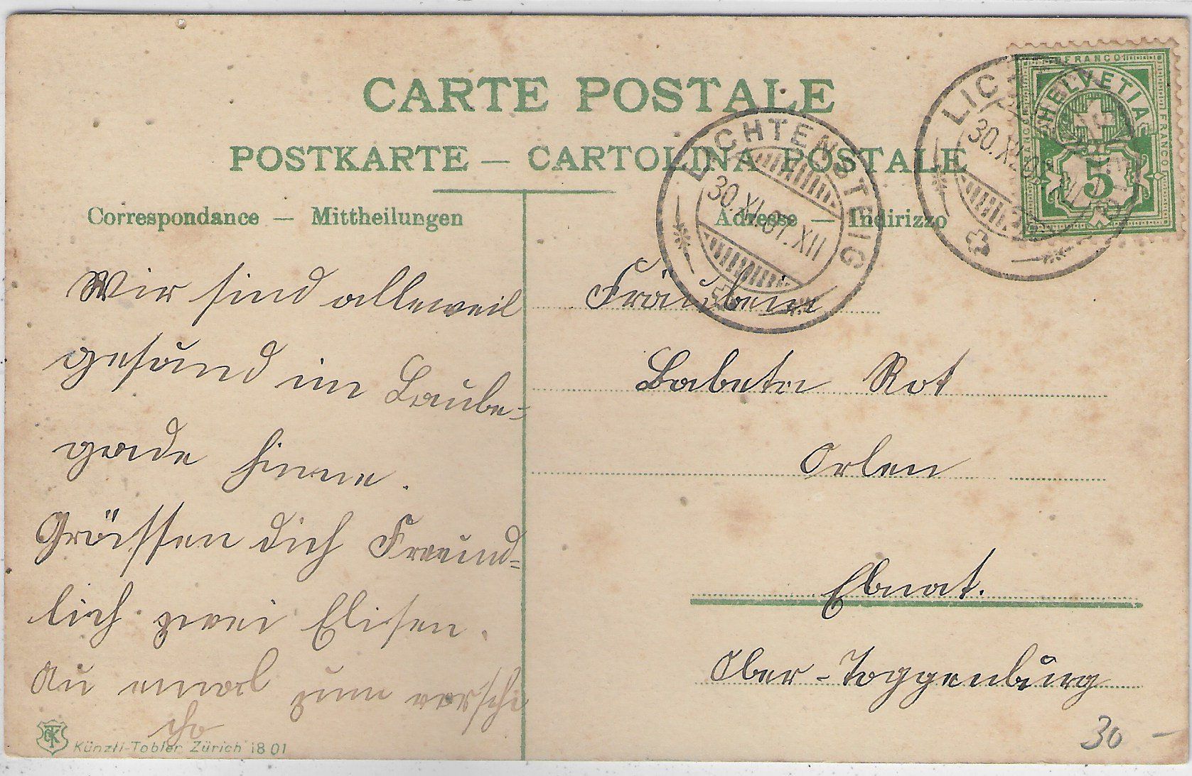 Cartoline postali: Lichtensteig - Generalansicht – Usato da Ettingen venduto da Kartenplanet 1