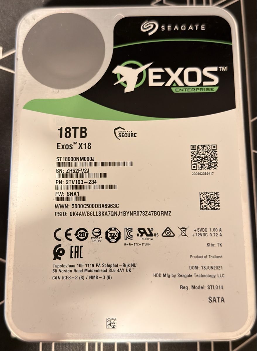 Seagate Harddisks: 18TB Seagate Exos X18 HDD – Gebraucht aus Heerbrugg von predch