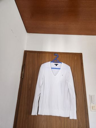 Pull V blanc Tommy Hilfiger taille XL 