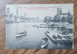 Zürich Limmat, Stadthausquai, Sonnenquai, Wasserkirche 1910