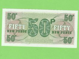 Britische Armee 50 New Pence Note, 6th Series, Top!