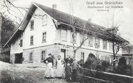 AK GRUSS aus GRÄNICHEN Rest. zur VORSTADT 1912 PERSONEN