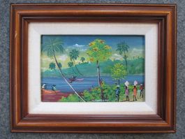 Haitianische Malerei Naive Kunst Ölgemälde sign. M. Cameau