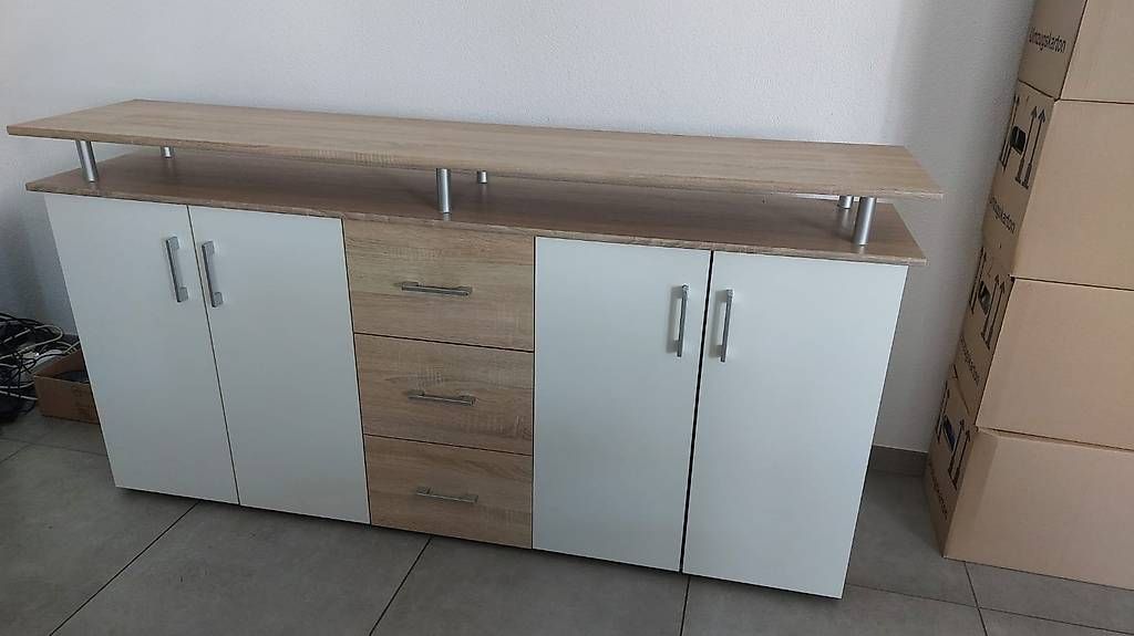 Cassettiere: Modernes Sideboard / Kommode  Holzoptik & Hochglanz-Weiss  – Usato da Full-Reuenthal venduto da ral_w2p2 3