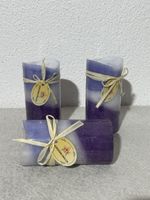 3 Duftkerzen von Kerzenkonig lila weiss 7 x 14 cm neu