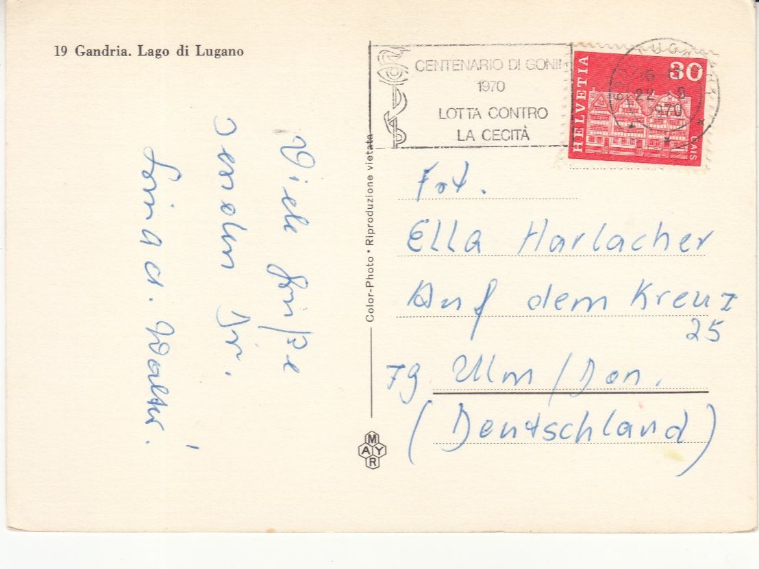Cartoline postali: Gandria 1970 – Usato da Bürglen TG venduto da StampGraf 1