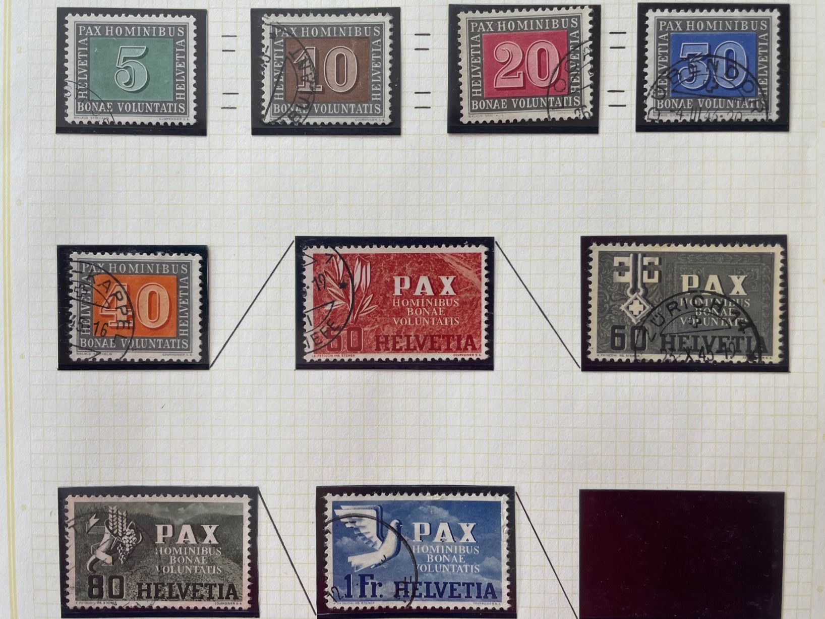 Tutti i francobolli: PAX, 26 p. collection soignée – Usato da Sonceboz-Sombeval venduto da Comment2