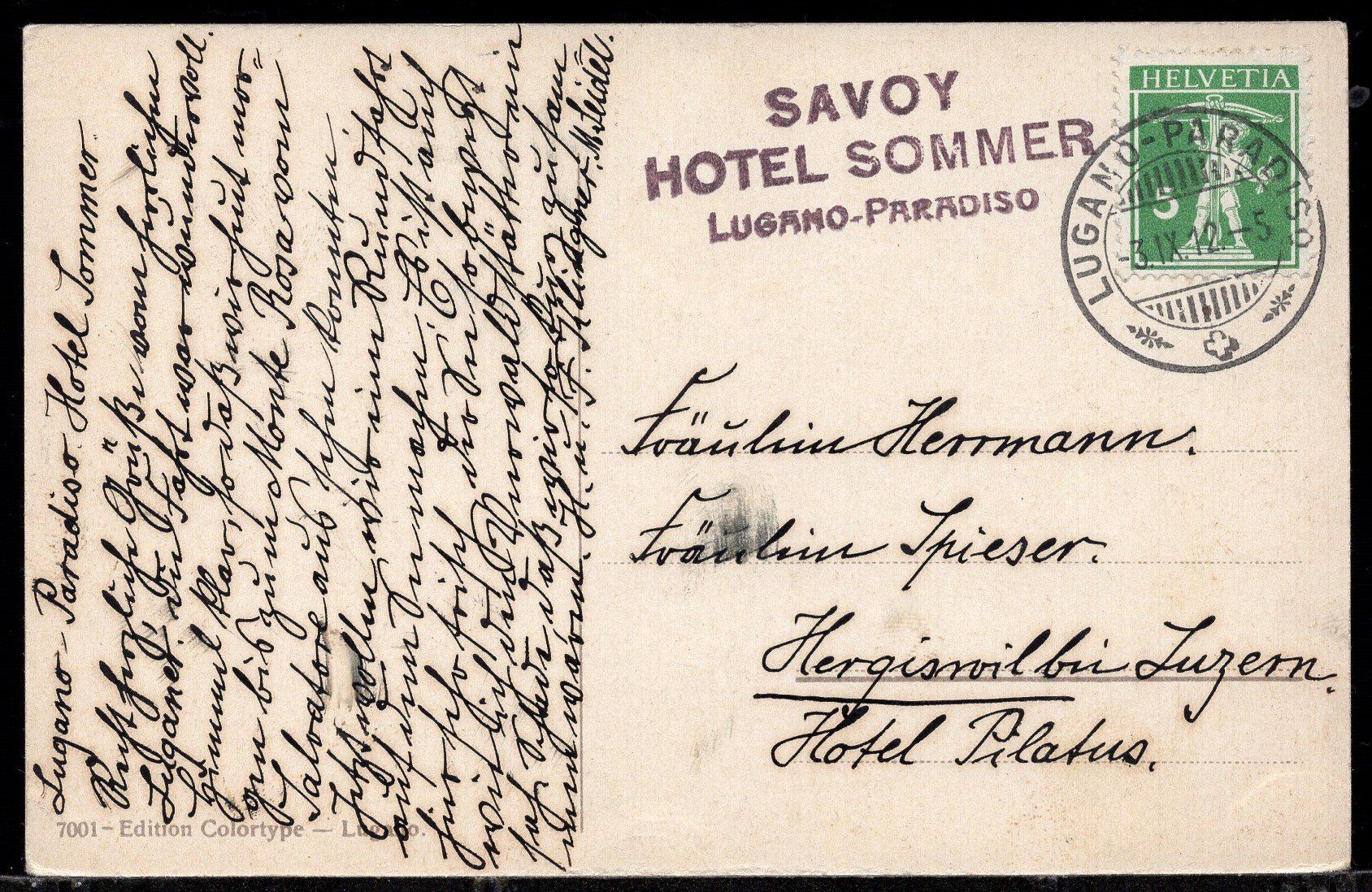 Cartes postales: Paradiso - e Lugano  Panorama 1912    Hotel Stempel – D'occasion à Aarau par kufi44 2