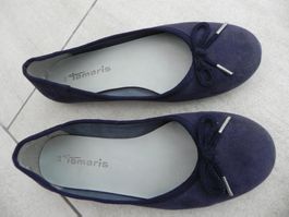 Tamaris Ballerinas Gr. 38, Dunkelblau, Wildlederoptik