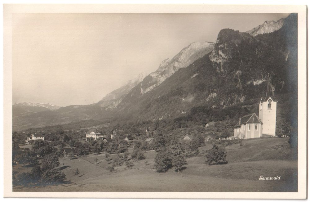 SENNWALD: Häuser zwischen Obstbäumen, Kirche - Foto-AK ~1930 (Gebraucht ...