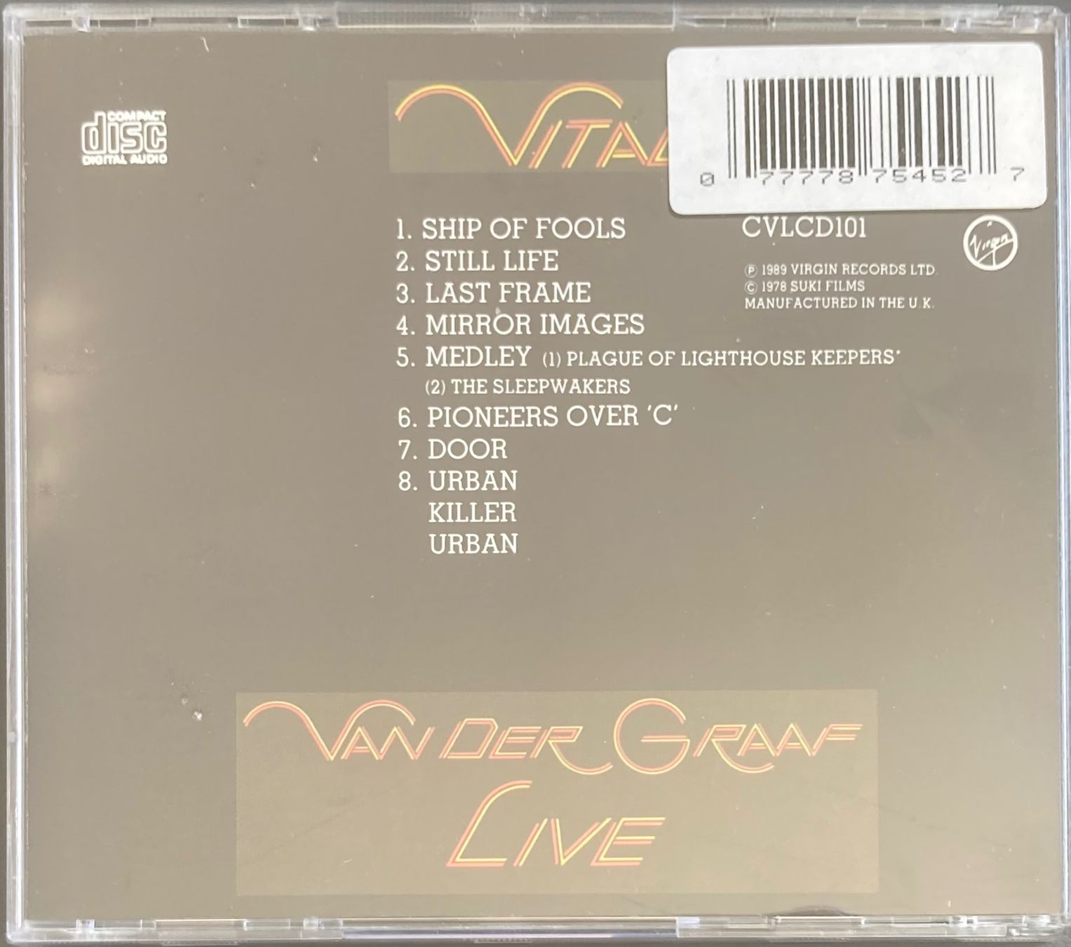 CD: VAN DER GRAAF - VITAL (LIVE) – Usato da Poliez-Pittet venduto da Newtown-Records 1