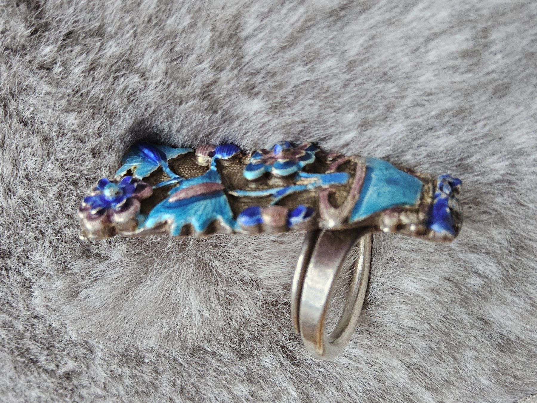 Anelli: Antiker spektakulärer Email Silber Ring, China, ca 1920 – Usato da Zürich venduto da SciTec 8