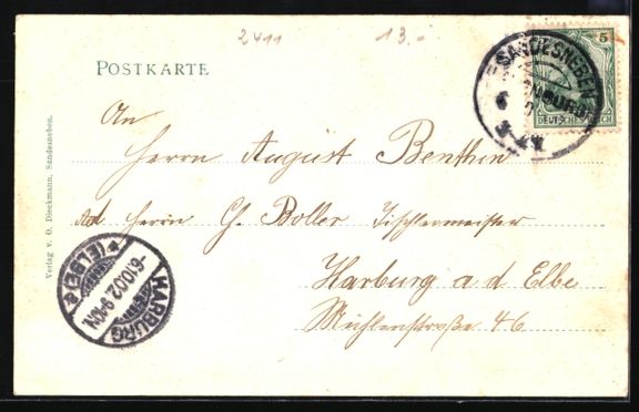 Cartoline postali: Grusskarten-AK Sandesneben i. Lbg., Teil – Usato da Berlin venduto da bartko-reher 1