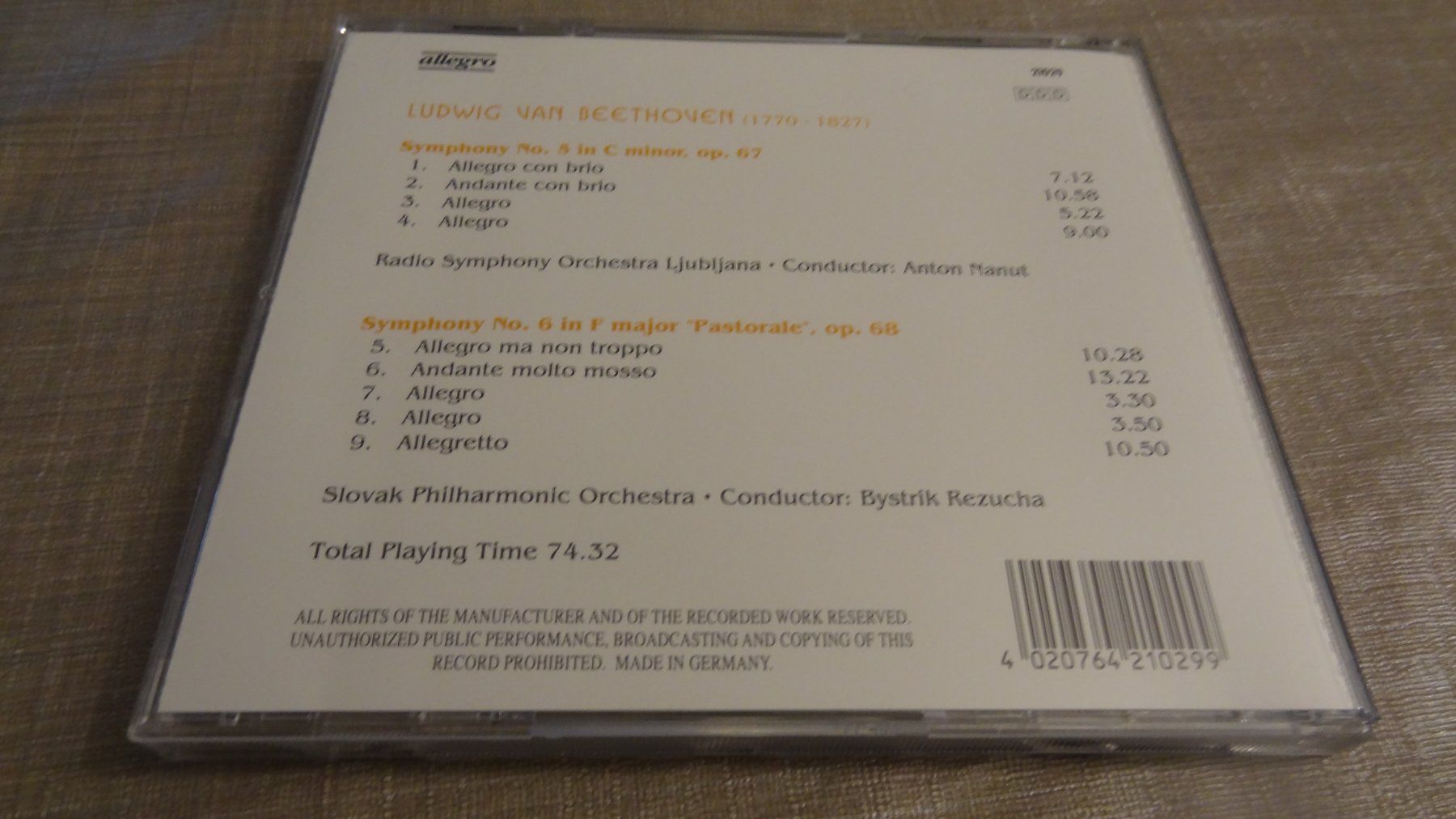 CD: Beethoven CD: Symphonie Nr. 5 & 6 – Usato da Olten venduto da Disc-Ausverkauf 1
