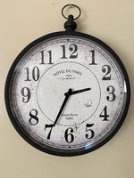 Große Wanduhr, Shabby Style, 38cm Durchmesser, schwarz-weiß