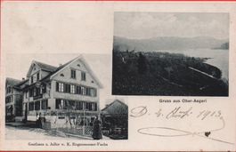 Gruss aus OBER-AEGERI Gasthaus z. Adler v. K. Rogenmoser