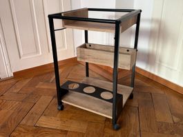 Barwagen Servierwagen auf Rollen mit Flaschenhalter