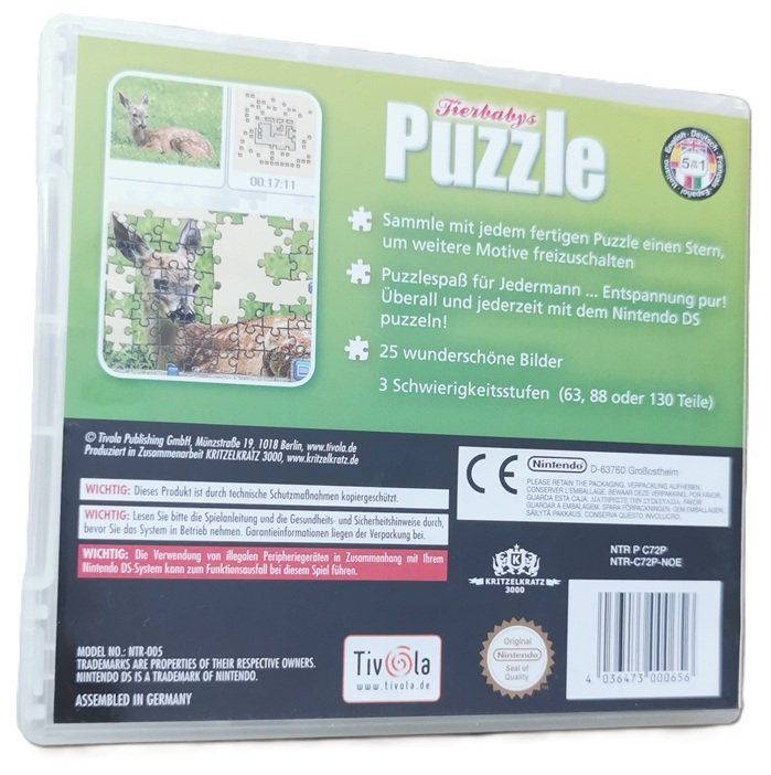 Nintendo Giochi: Tierbabys Puzzle  (Nintendo DS - Game) – Usato da Wilen b. Wollerau venduto da morethanmusic 2