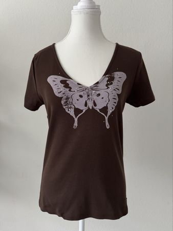 Esprit Shirt, braun, Grösse L, mit Schmetterling Motiv🦋