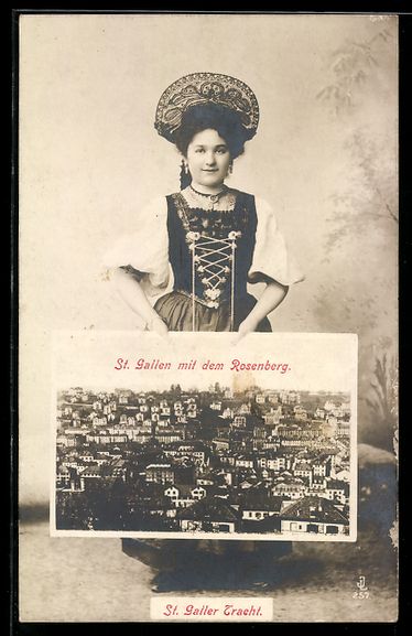 Cartoline postali: St. Gallen, St. Gallen mit dem Rosenberg – Usato da Berlin venduto da bartko-reher