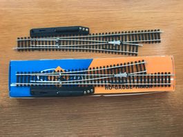 2x Roco Weichen lang links & rechts mit Weichenlaternen