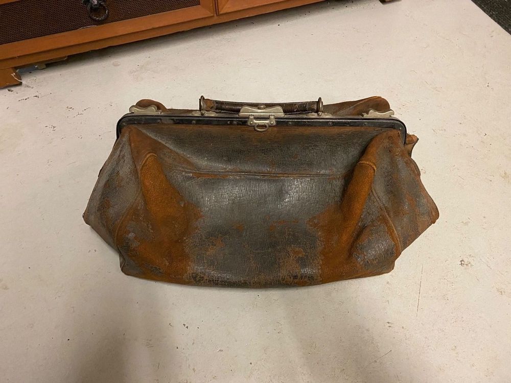 Alte Arzttasche Hebammentasche Gebraucht Arzttasche Leder Klein