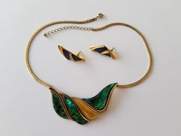 Collier vergoldet aus 80er mit Ohrringe, sehr guter Zustand